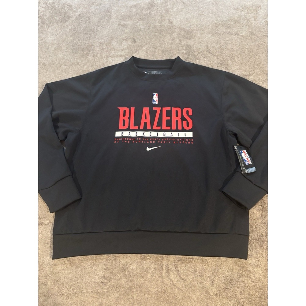 NWT Nike Portland Trail Blazers Black Crewneck Sweatshirt Mens Large